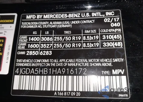 2017 Mercedes-Benz Gle 350 4Matic z USA, uszkodzony, nr VIN 4JGDA5HB1HA916172
